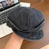 Literary and artistic washed denim niche design beret women's versatile face small sunshade sunscreen octagonal hat tide