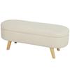 2-in-1 Fabric Storage Bench with Wooden Legs, 110x40x43 cm, Cream