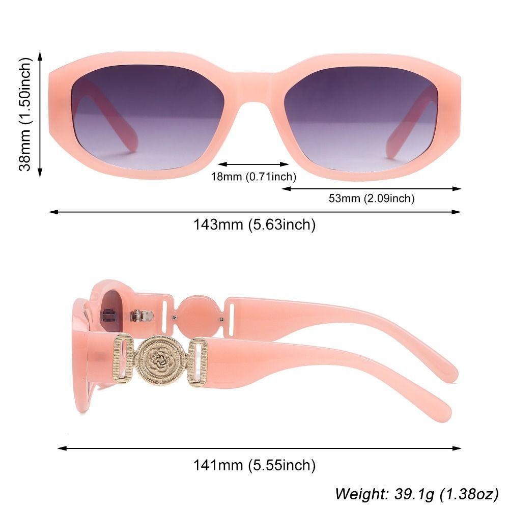

Trendy Y2K UV Protection Sun Glasses Vintage Shades Irregular Sunglasses with Metal Rose Design Pink-Gray
