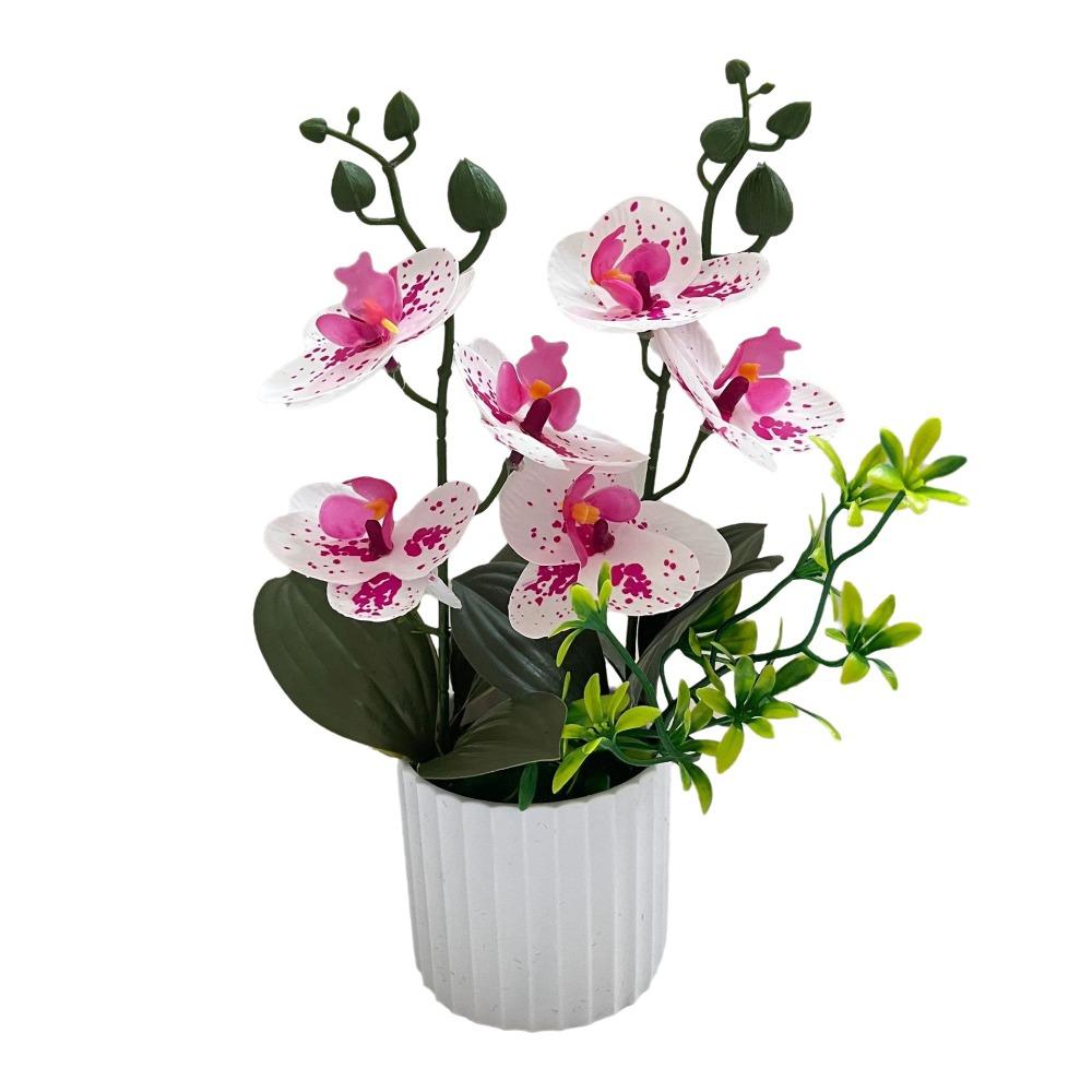 Multicolor Butterfly Orchid Artificial Flower Plastic Faux Moth Orchid Potted  Desktop Oranemnt