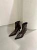 Spring Women's Pointed Toe High-heeled Short Boots with Stiletto Heelsoptional Fleece Lining Medium-heeled Fashion Women's Boots