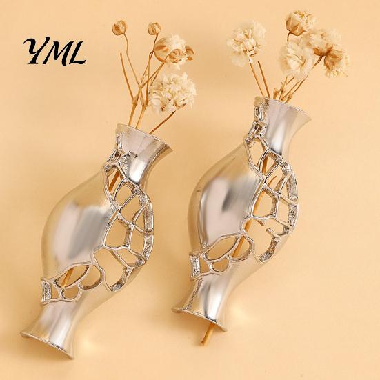 Hollow Vase Earrings 1 Pair Flower for Women, Retro Metal Shape Unique Lightweight Alloy Earring Earrings, DIY Bouquets Floral Holder Jewelry Wedding