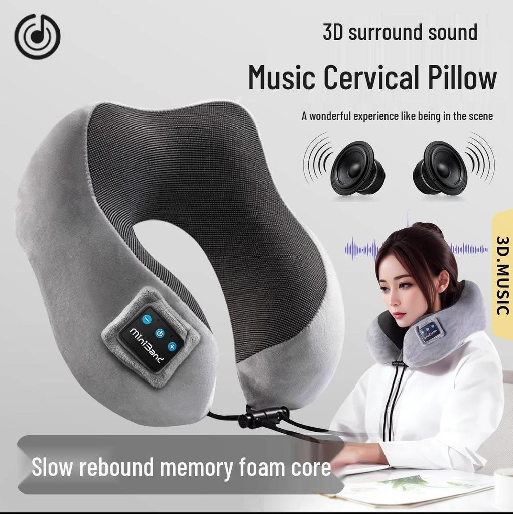 U-förmiges Bluetooth-Nackenkissen mit Stereo-Sound für Reisen und Büro