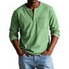 Men's Solid Color Distressed Button Collar Long Sleeve Tops Men's Casual Fashion Tops