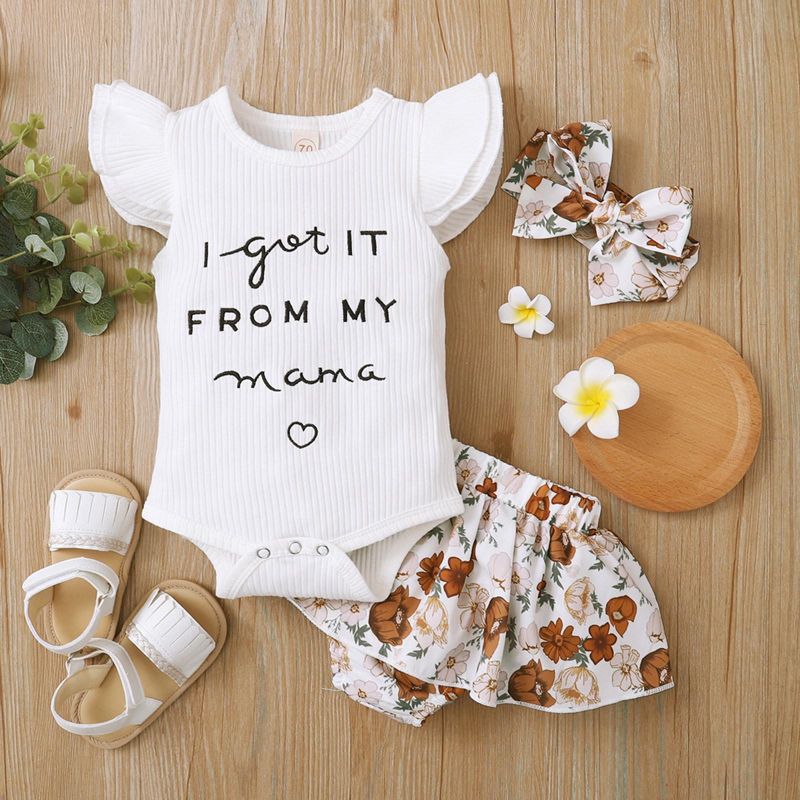 

(SU)Комбинезон с буквенным принтом для новорожденных девочек, боди + шорты с оборками, наряды 80 белый