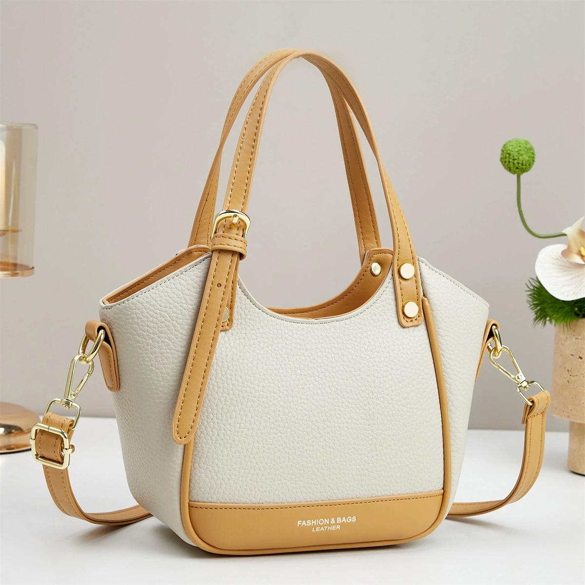Women s Handbag Niche Contrasting Color Commuting Casual Large Capacity Crossbody Shoulder Bag бежевый 1930₽