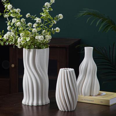 Dreidimensionale Keramikvase Weiß Geometrischer Kreis Streifen Blumenvase Keramik Handwerk Blumenarrangement Zubehör