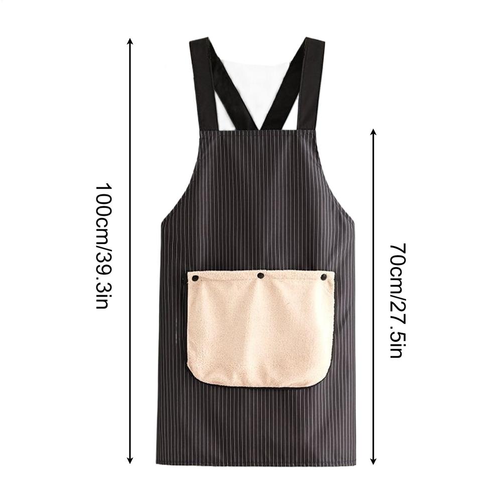 

Kitchen Apron SWaterproof leeveless Cross Back Restaurant Uniform with Removable Hand Towel Anti-fouling Cooking Baking Bibs чёрный