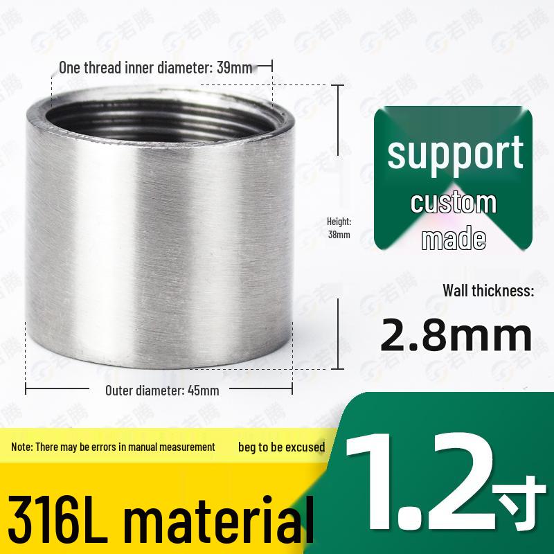 304 Stainless Steel Double Female Thread Pipe Fitting, Internal Thread, 4 to 6 Points, 1 Inch