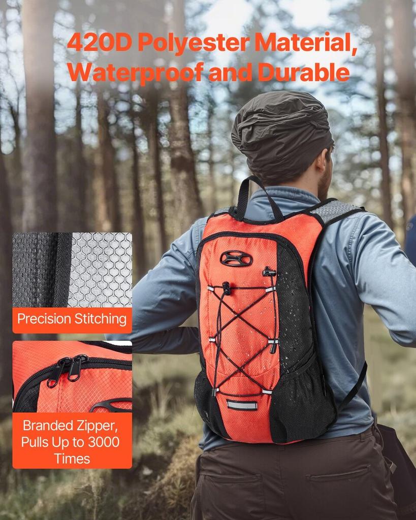 Lightweight Hydration Pack Backpack 2L Water Bladder Biking Hiking Running