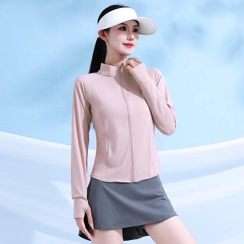 Stand-up Collar Sunscreen Clothes Women's Summer Thin 1011 New Yoga Waist Ice Silk Quick-drying Slim-fit UV-proof Jacket
