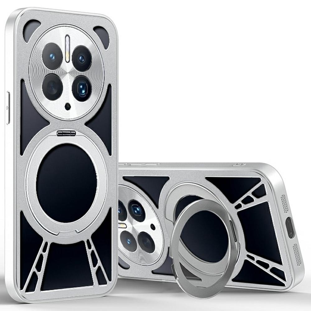 For Huawei Mate 50 4G Case Magnetic Kickstand Hollow Heat Dissipation Silicone+PC+Metal Bumper Phone Cover