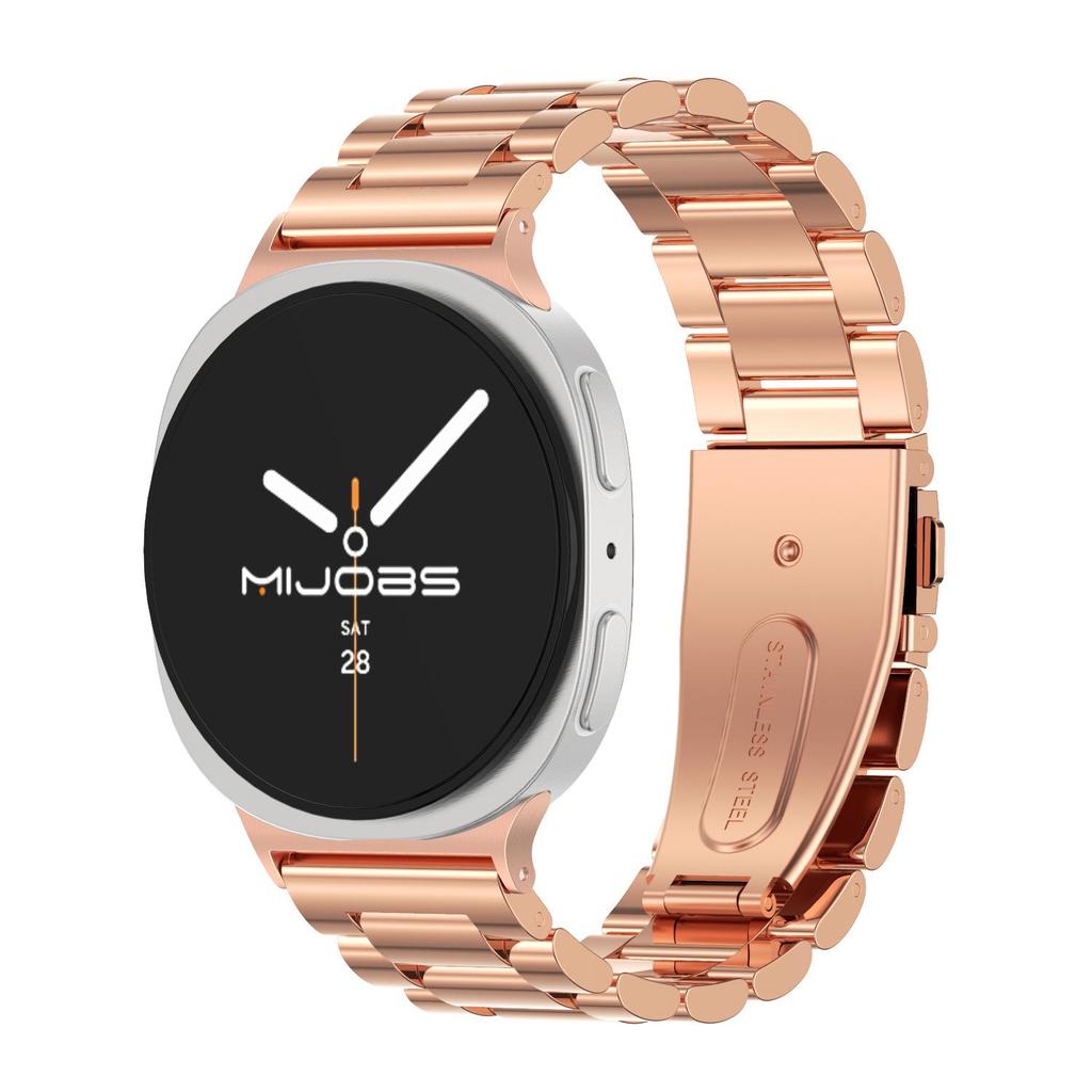 Compatible with Samsung Watch8/Ultra: Stainless Steel Milanese Magnetic Strap with Three-Bead Design and Steel End Links.