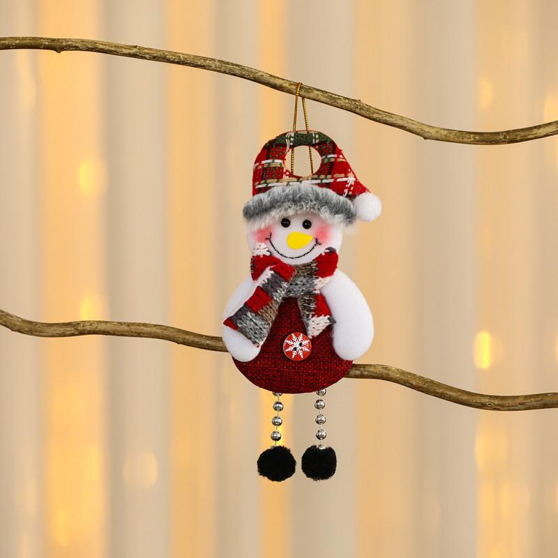 Christmas Themed Decorations Ornaments Fabric Santa Claus Reindeer Figurines Little Bear Snowman Hanging Decorations Pendant