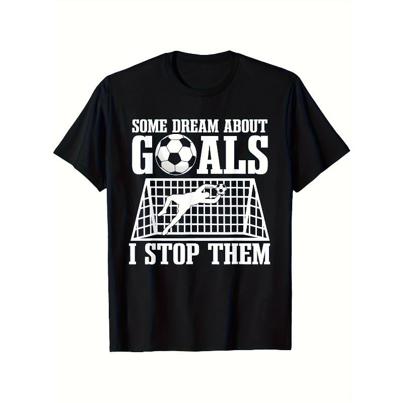 European Size Youth Soccer Goalkeeper Graphic T-Shirt | Short Sleeve, Crew Neck, "I Stop Them" Design, Suitable For Boys And Girls,Casual Street Style