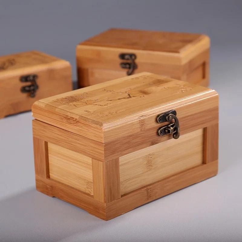 Bamboo Craft Princess Korean Bamboo Jewelry Box Wooden Jewelry Storage Box Small Collection Box Gift Box WF Travel organizer Box