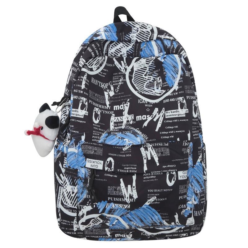 

Junior high school student schoolbag new fashion graffiti backpack large capacity student class backpack Backpack синій