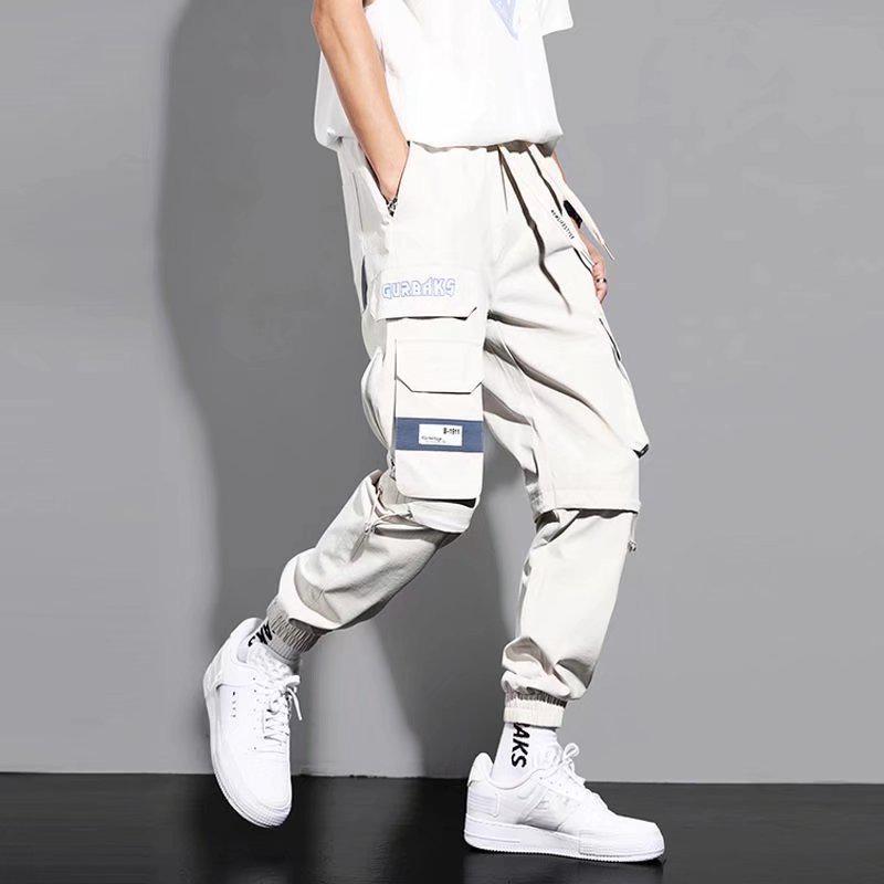 Men's Korean Style Multi-Pocket Jogger Cargo Pants - Spring/Summer Casual Long Pants for Students & Teens