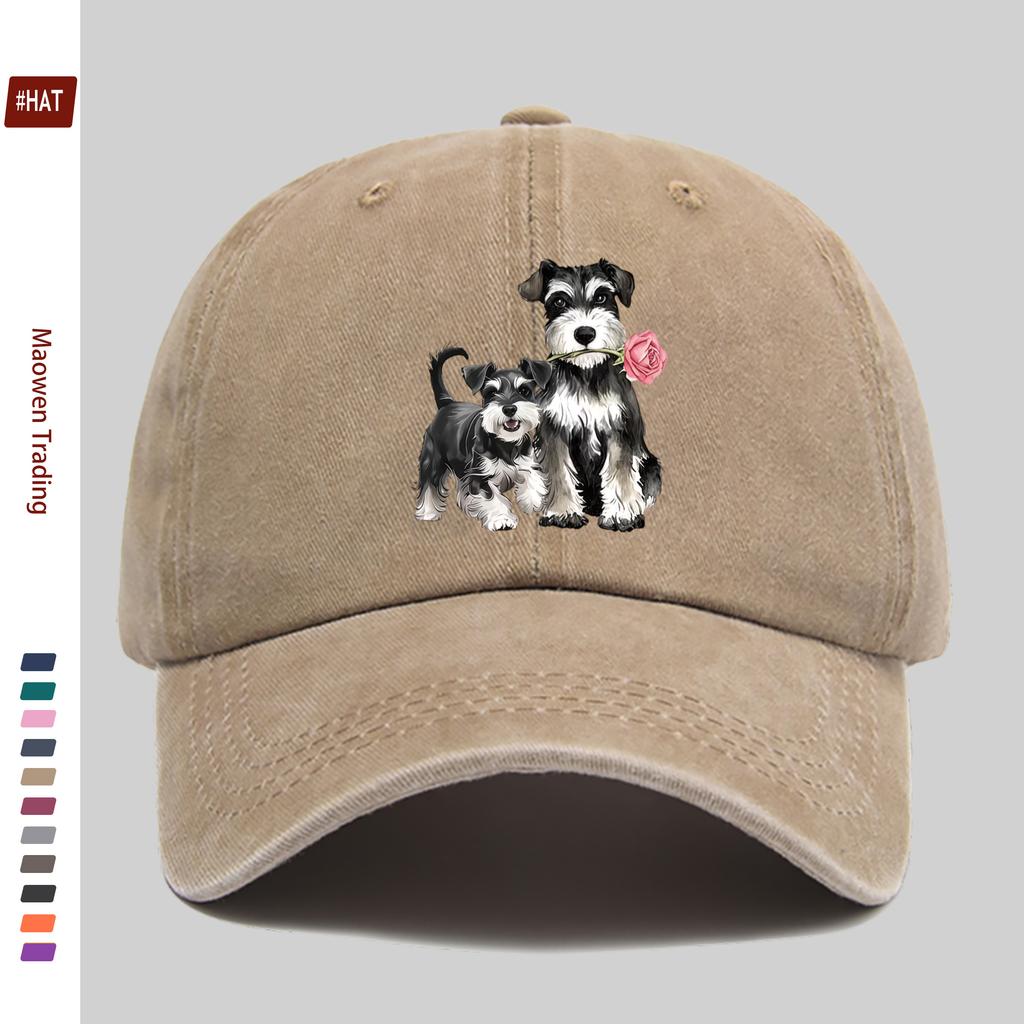 Pc Cute Schnauzer Pet Dog Pattern Printed Baseball Cap Unisex Sun Hat Multiple Colors Available Papa Hat Comfortable and Li