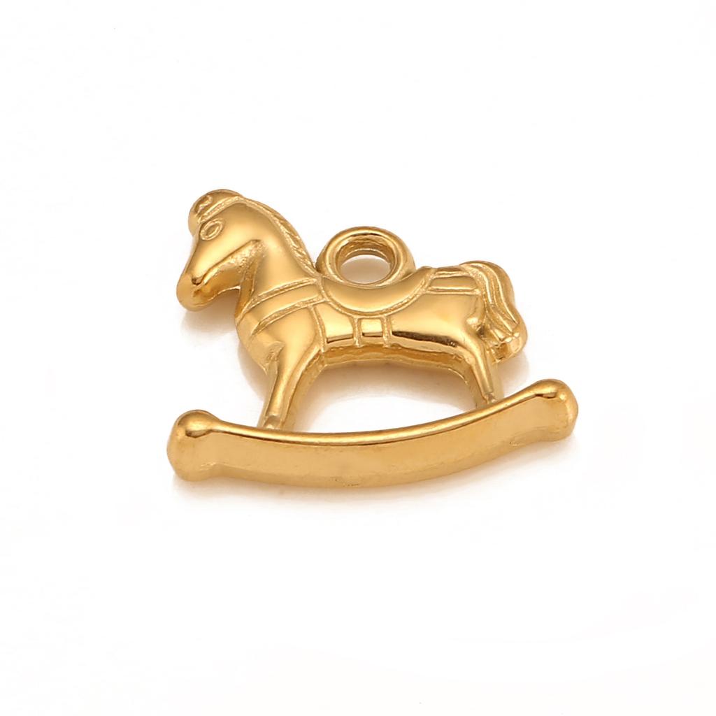 DOOYIO 3pcs/Lot Cute Baby Theme Charm Stainless Steel Rocking Horse Baby Toy Baby Pendants For DIY Jewelry Making Accessories
