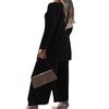 European-American Casual Autumn/Winter Solid Color Three-Piece Set: Long Pants, Long-Sleeved Cardigan, and Vest for Women