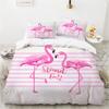 Animal Flamingo King Queen Duvet Cover Cartoon Pink Tropical Bird Bedding Set For Kids Teens Aduls Blue Soft 2/3pcs Quilt Cover