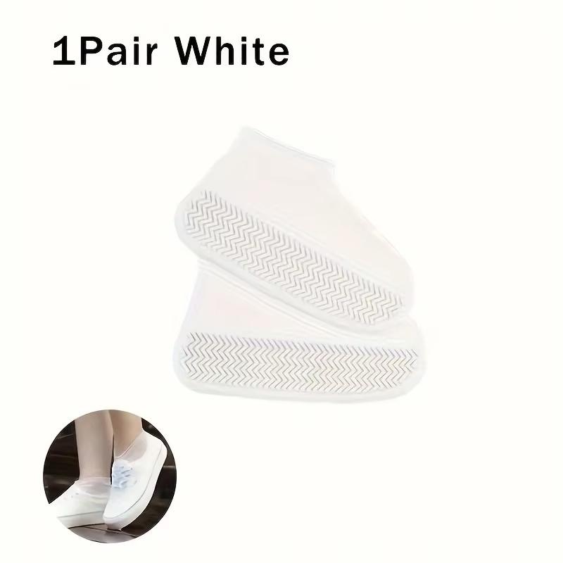 

Водонепроницаемые силиконовые бахилы Многоразовые нескользящие износостойкие дождевые бахилы Защитные противоскользящие ботинки для дождливого дня на открытом воздухе L белый