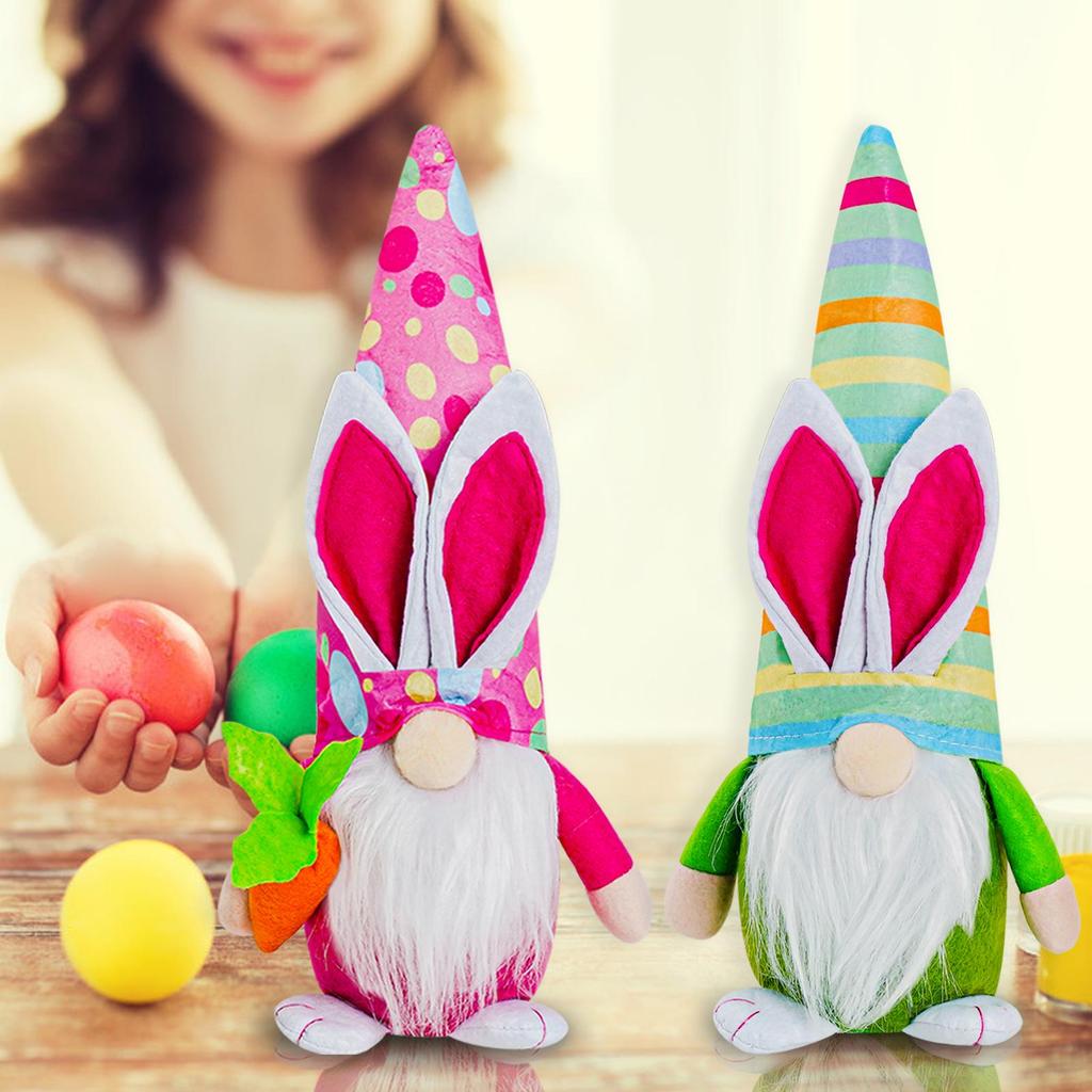 Easter Gnome Ornament: Faceless Bunny Doll with Long Hat for Desktop Decoration
