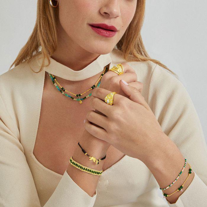 Bracelet - LUXENTER - Emeri - Or jaune 18K - Cristal multicolore - Nœud