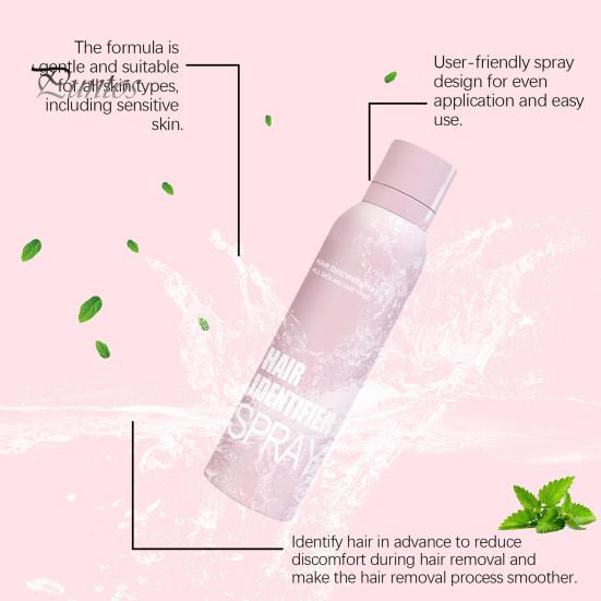 Hair Identifier Spray pro holení obličeje Skin Body All-natural rostlinné extrakty Hydratační obličejové holení Sprej pro péči o vlasy s žiletkami na obočí Jemné