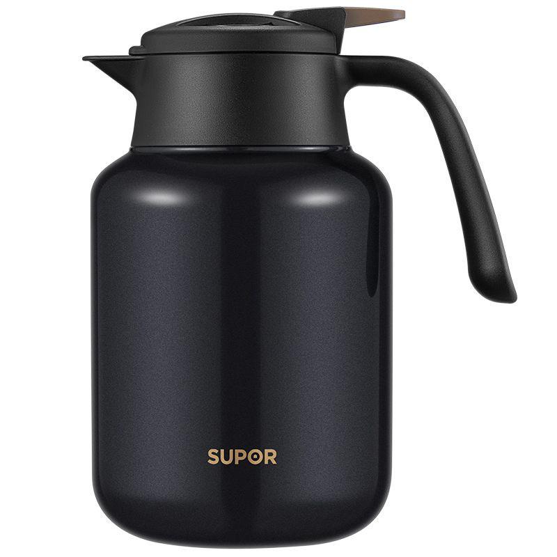 Supor Insulated Kettle: Home Use, Long-lasting Heat, Tea Separation, Double-Layer Chamber, Stewing & Brewing Functions.