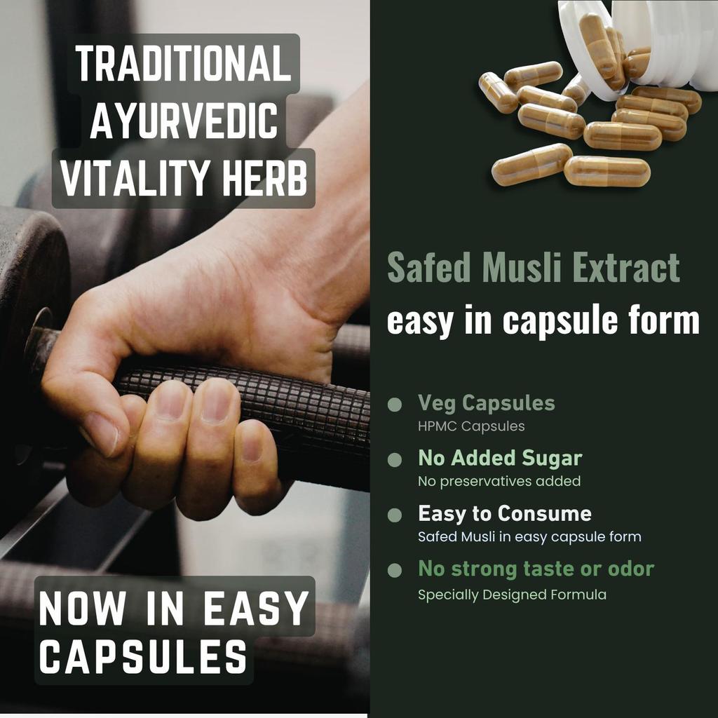Safed Musli Root Capsules | Herbal Supplement 60 Capsules