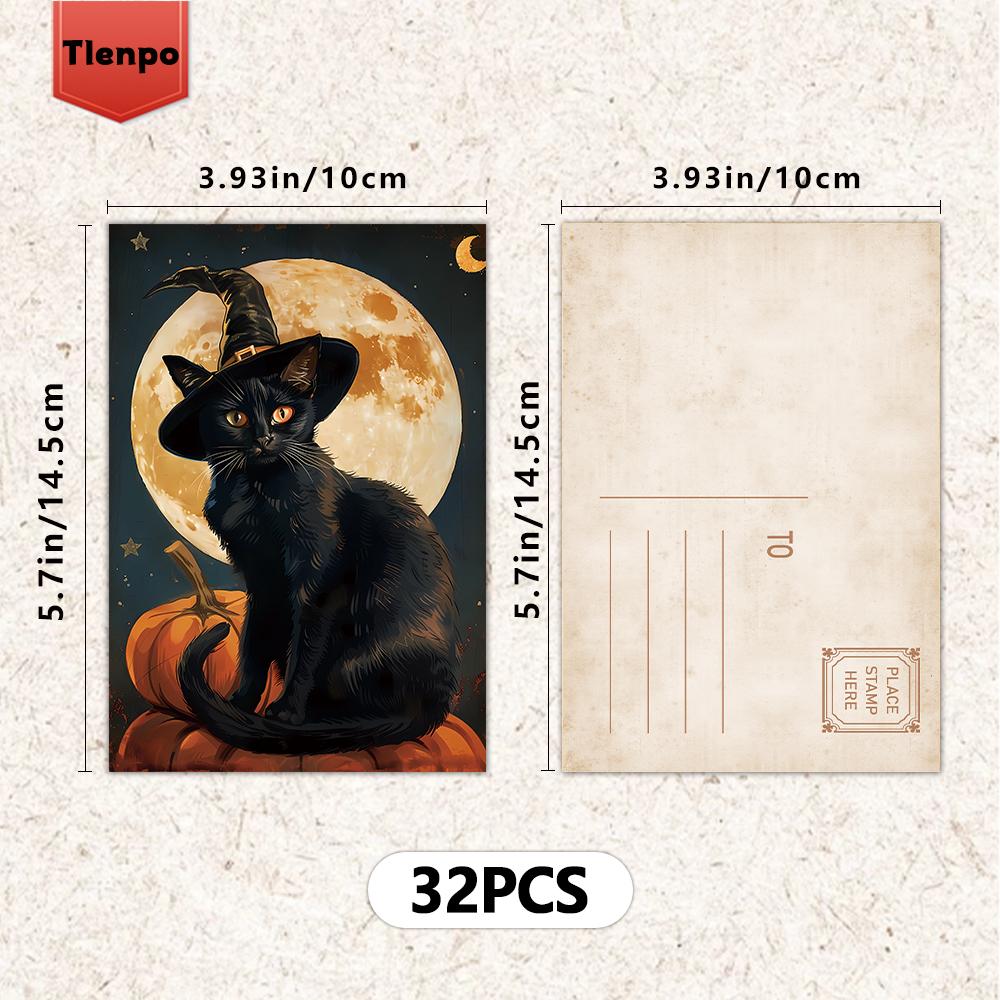 32pcs of Halloween Postcards 3.94x5.7 inches Christmas Cards, Message Cards, Vintage Postcards, Halloween Cards