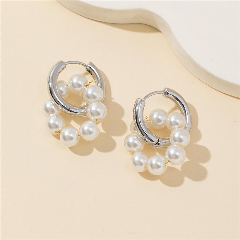 Bohemian Fashion Statement Tassel Pearl Circle Hoop Earrings For Women Girls Elegant Wedding Jewelry Gift