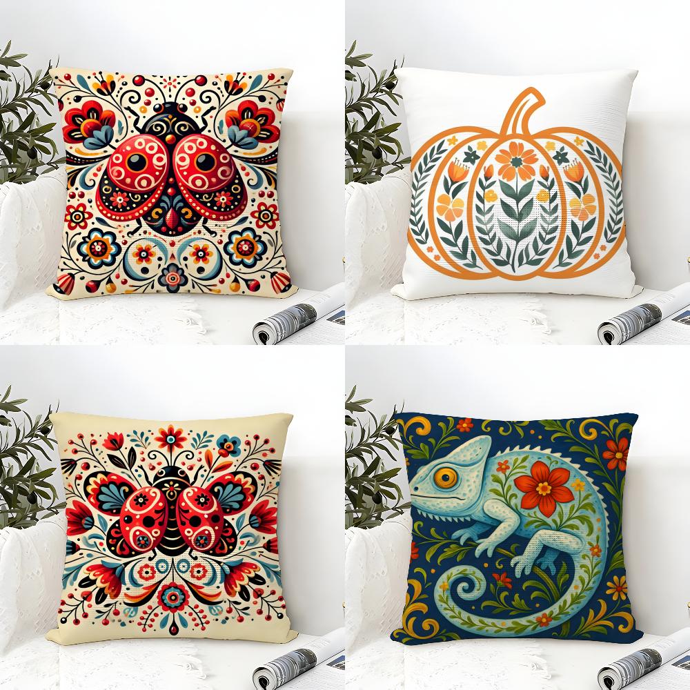 Fashing Natural Floral Colors Pillow Case Natural Linen Double-Sided Printing Sofa Home Decor Cushion Cover