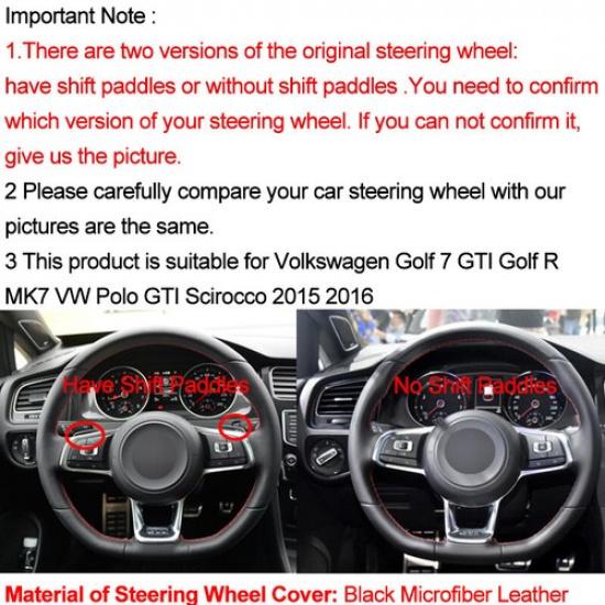 Hand Sewing Steering Wheel Cover For Volkswagen Golf 7 GTI Golf R MK7 Polo GTI