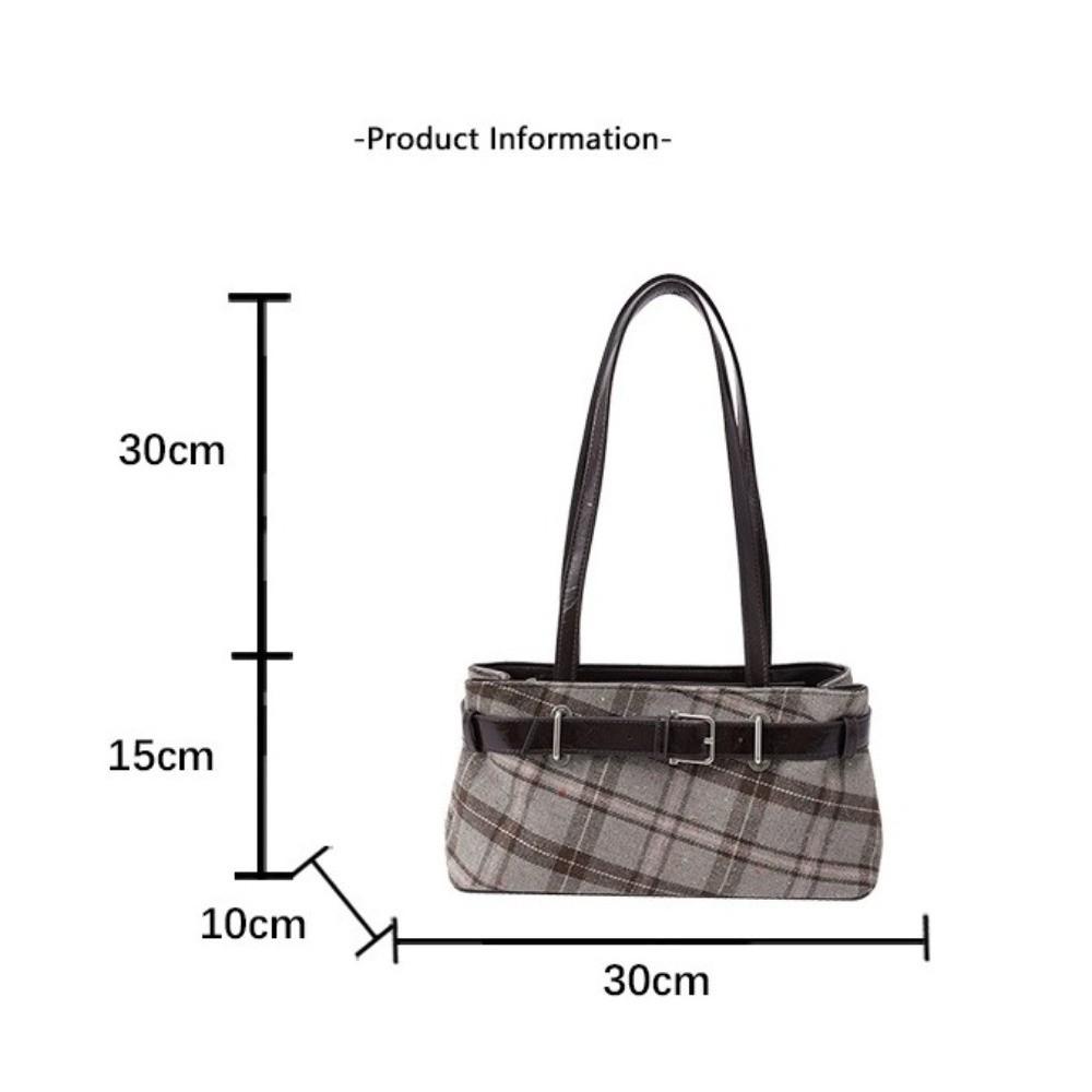 New Handbag Boho Shoulder Bag Bell Pendant Lightweight Underarm Bag Plaid Women's Bag Women