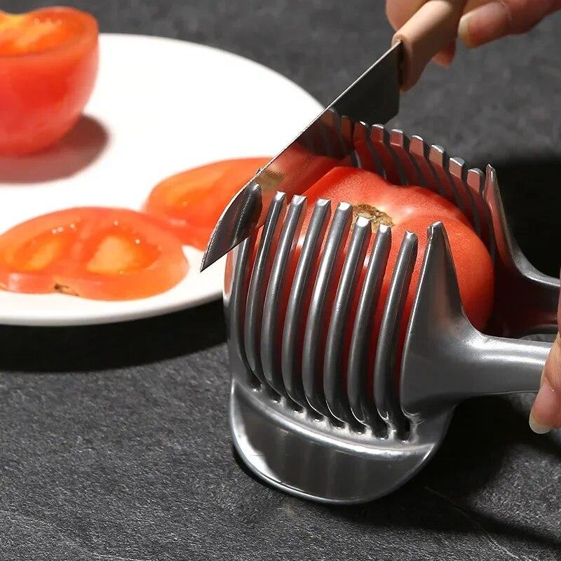 Aluminiumslegering Kjøkken Håndholdt Appelsin Sitronskjærer Tomatskjæreklips Fruktskjærer Løkskjærer Kjøkkenelement