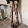 Vintage Striped Fishnet Tights Women Sexy Hollow Pantyhose Elastic Y2K Leggings for Spring Autumn Seasonal Fashion Stockings