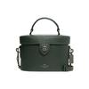 Kay Crossgrain Leder Top-Griff Vanity Case Tasche, Dunkelgrün, Anthrazitfarbene Beschläge, Damen Handtasche für Tägliches Reisen Party 76712-QBRFT