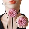 Retro Flower Women Choker Necklace Solid Color Elegant Lace Up Adjustable Strappy Collar Necklace Party Supplies