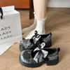Lace Bow Mary Jane Single Shoes Women's 2025 Autumn New New Chinese Style with Skirt Platform Small Leather Shoes