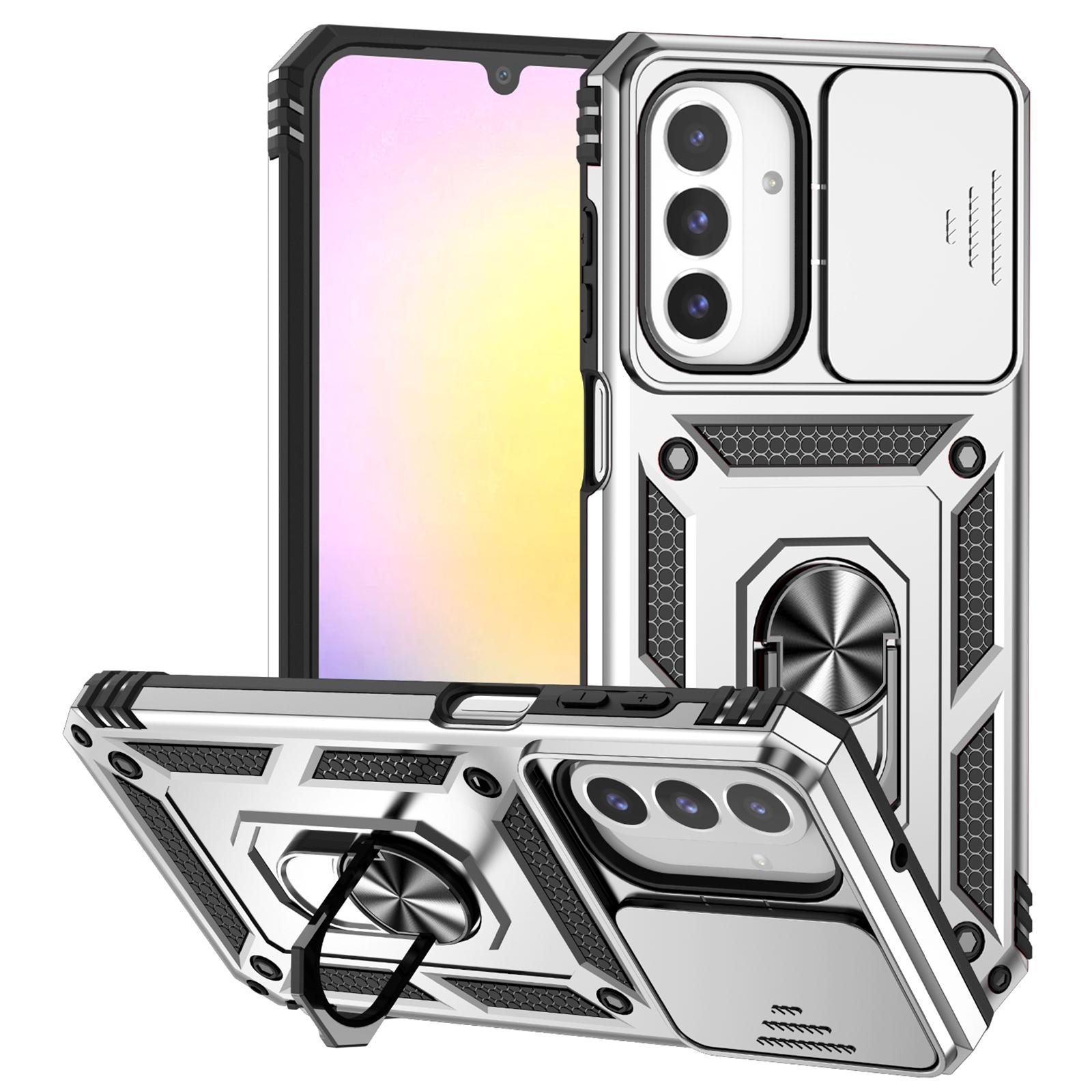 

Чехол для Samsung Galaxy A26 5G PC+TPU Чехол для телефона с защитой объектива Подставка Silver