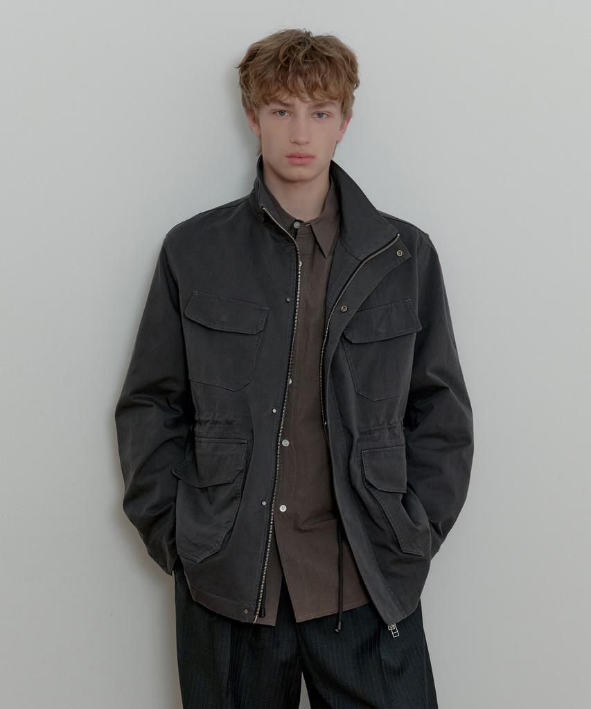 TMAKER Cotton Blend Fielded Jacket Charcoal