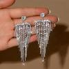 Heavy Industry Full Diamond Light Luxury Fringed Retro Long Copper Jewelry Earrings Fashion Design Sense Niche High-End Ear Jewelry Women