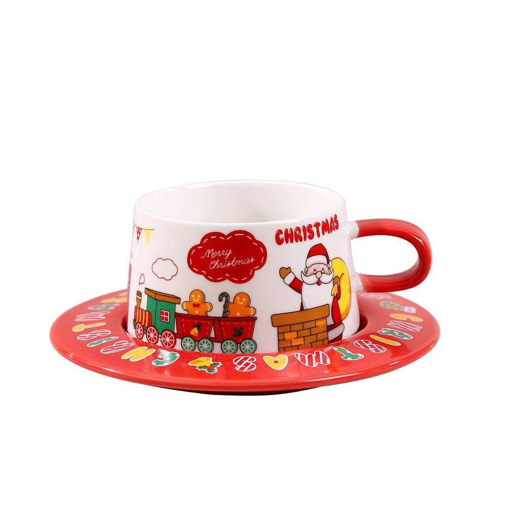 Ceramic Christmas Coffee Cup and Saucer Gift Box Set Restaurant Home Mug Tea Cup Afternoon Tea Cup and Saucer