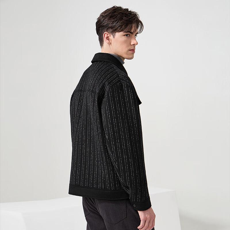 Dancing with Wolves Men's Graphene Striped Wool Blend Jacket