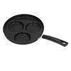 3 Cups Egg Hamburger Pan Metal Iron Heating Evenly Egg Cooker Pan with Comfortable Handle for