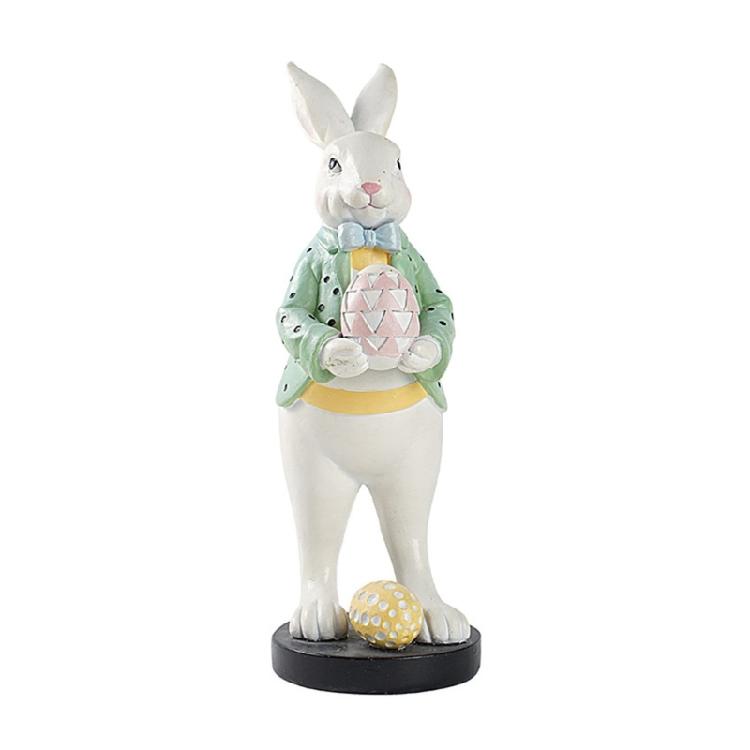 Spring Home Decors Bunnies Resins Sculpture with Colorful Eggs Easters Table Rabbit Figurine for Farmhouses Decoration