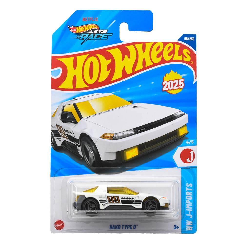 Hot Wheels Basisauto Box Typ D Fahrzeug Spielzeug Mini-Auto für Kinder ab 3 Jahren Weiß JFN56